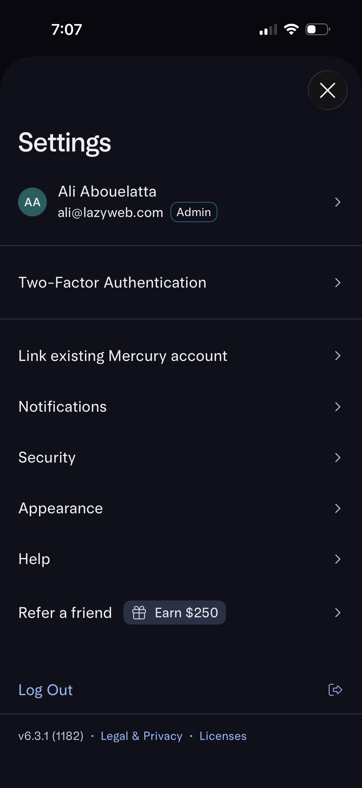 mercury profile screenshot